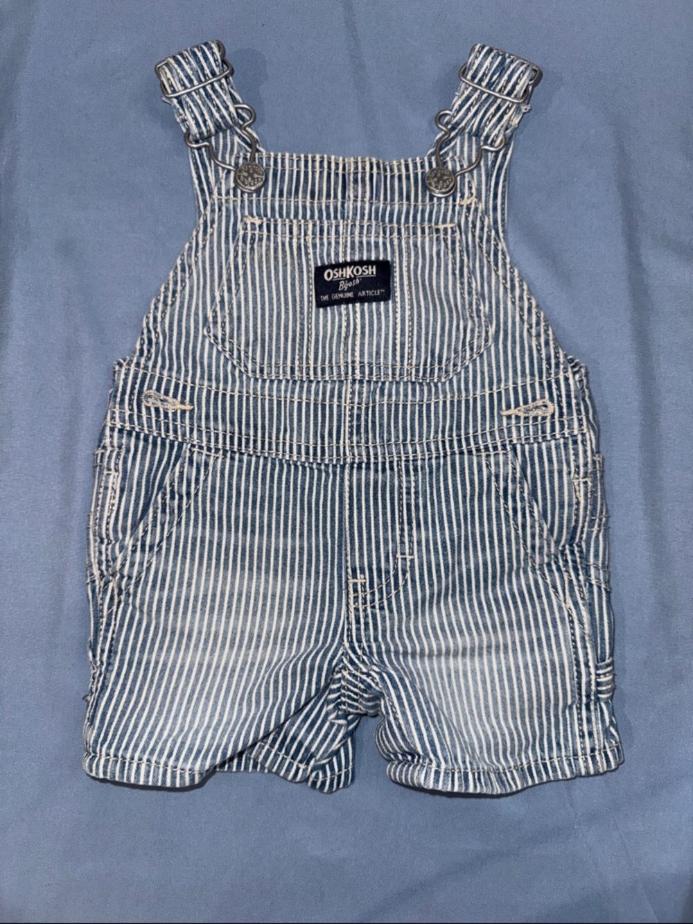 OshKosh B'gosh Striped Blue and White Short Overalls